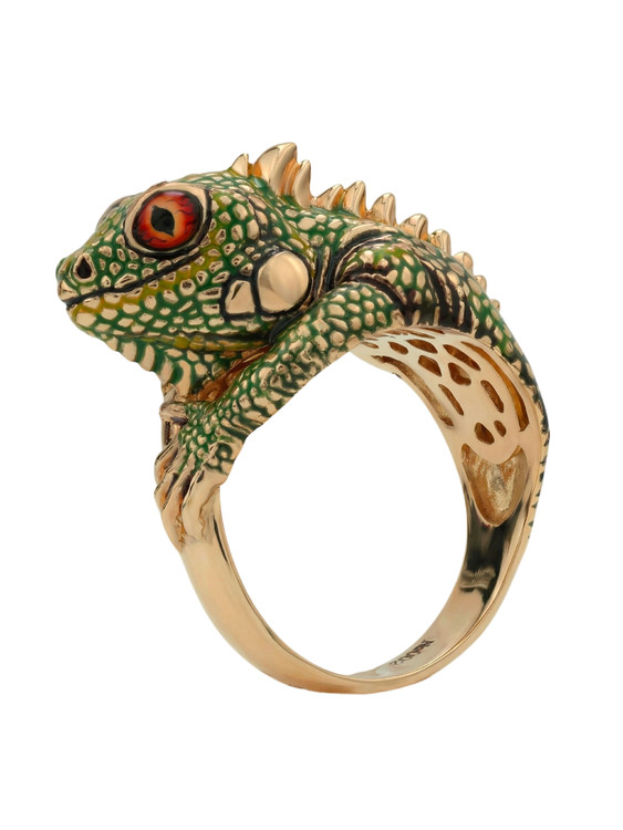 Кольцо из золота c эмаль и рубином