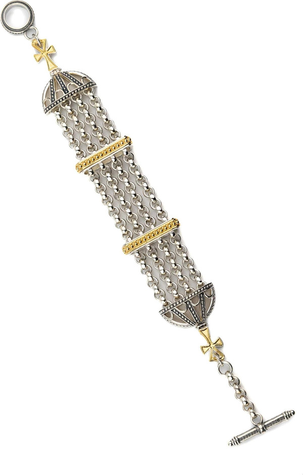 Браслет из серебра и золота c рубином