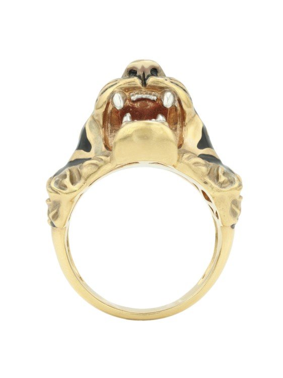 Кольцо из лимонного золота c эмаль