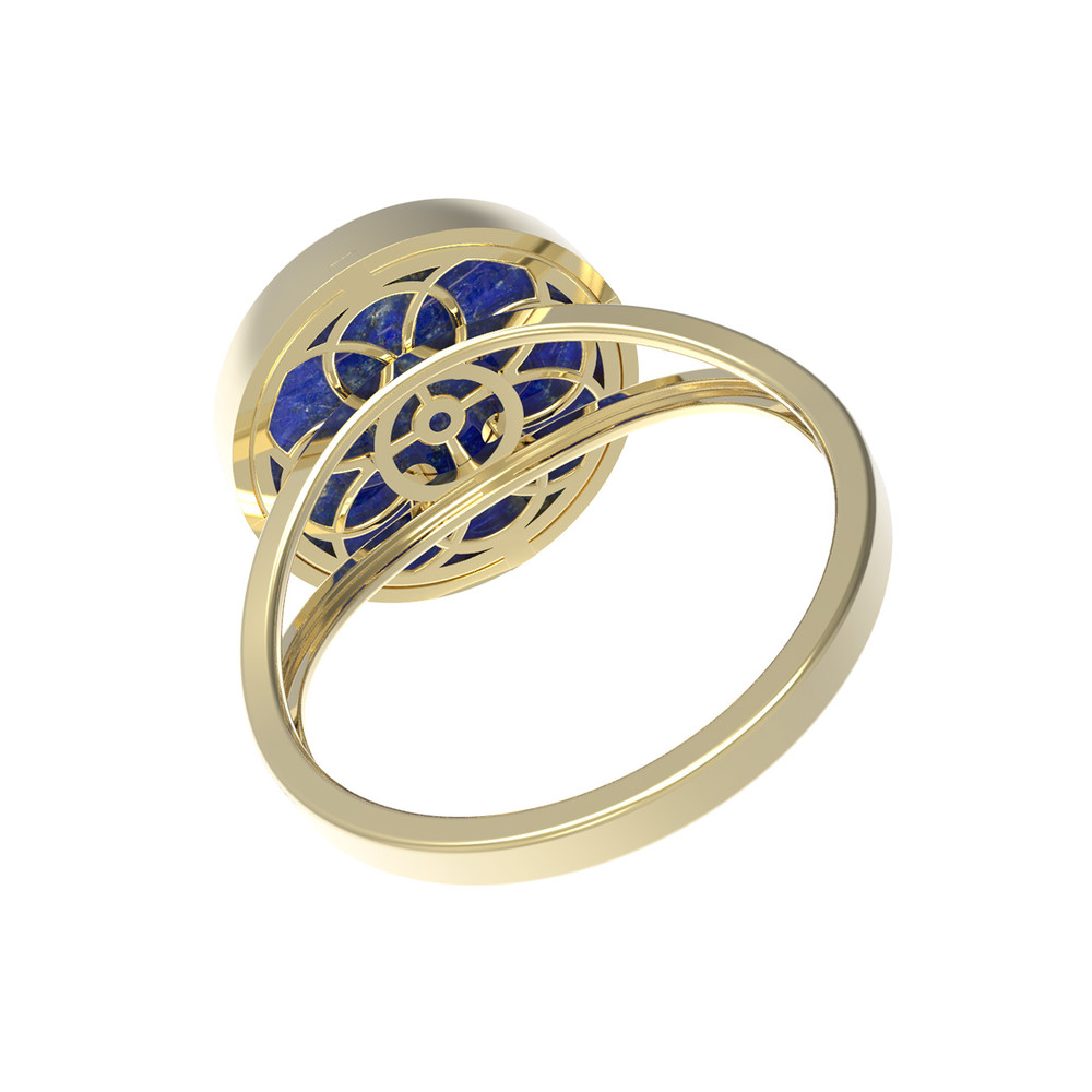 Кольцо из лимонного золота c бриллиантами и лазуритом