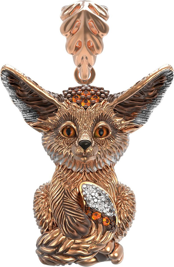 Подвеска из золота c эмаль и фианитом