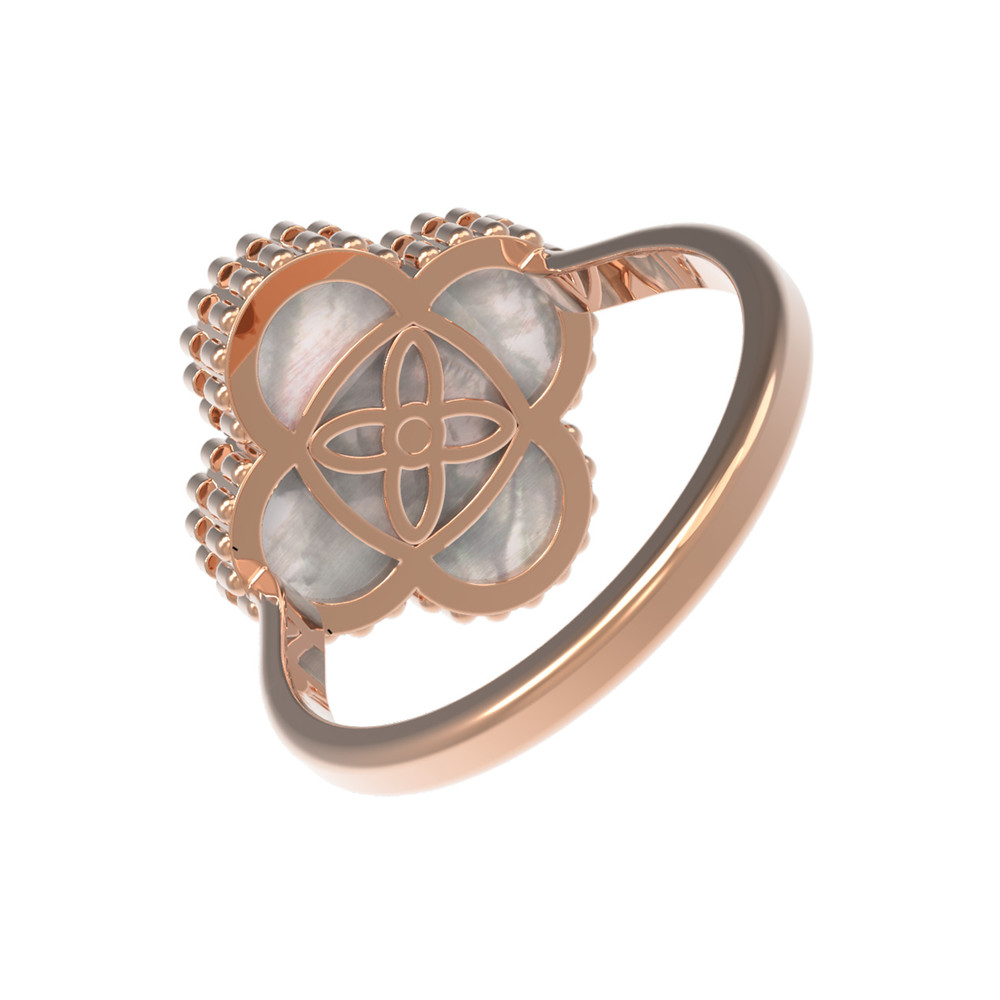 Кольцо из золота c бриллиантами и перламутром