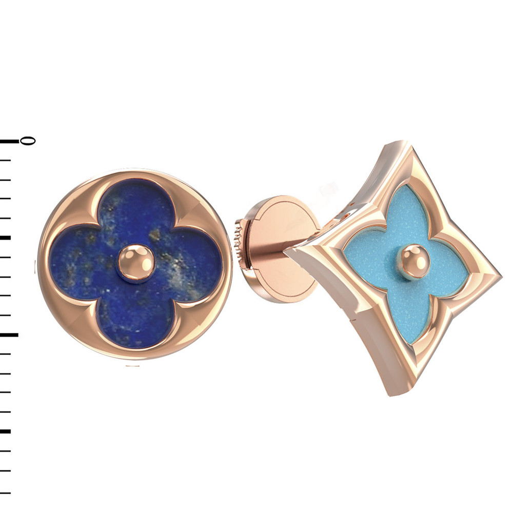 Серьги из золота c бирюзой и лазуритом