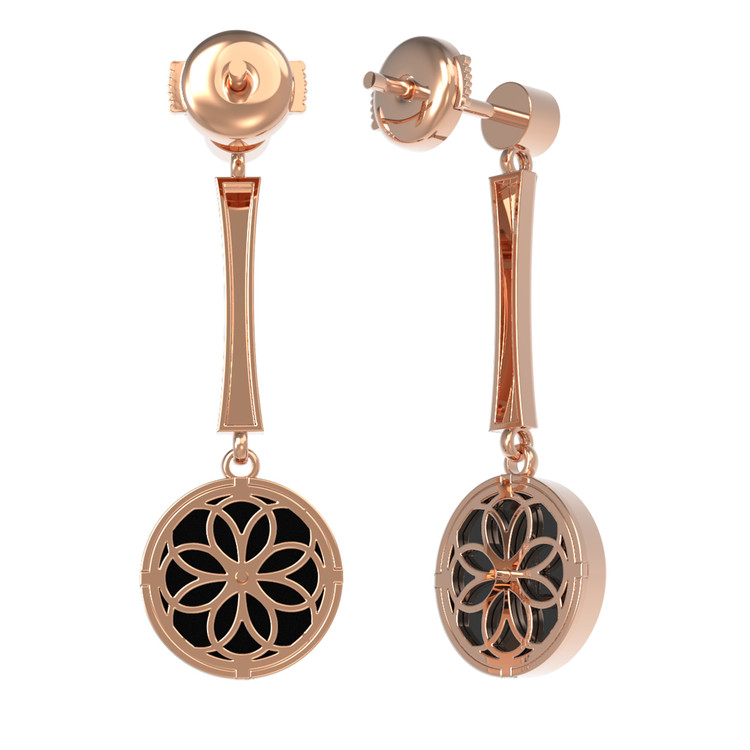 Серьги из золота c фианитом и ониксом