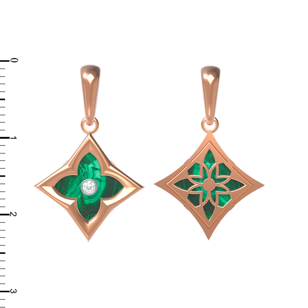 Подвеска из золота c бриллиантами и малахитом