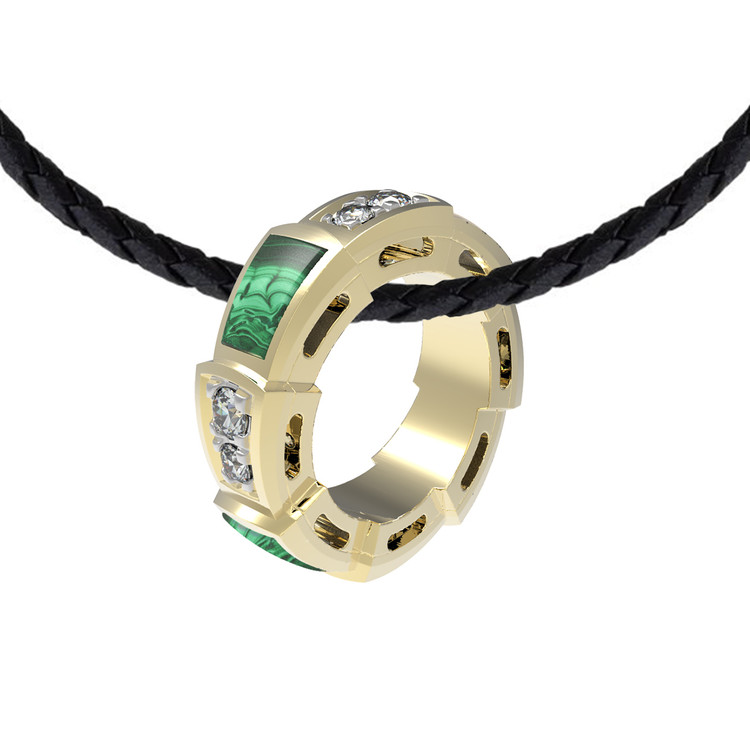 Подвеска из лимонного золота c бриллиантами и малахитом