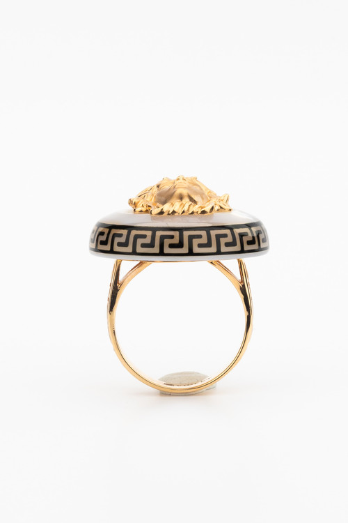 Кольцо из золота c эмаль и перламутром