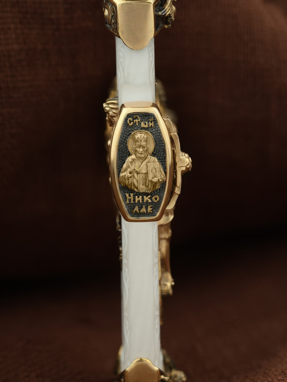 Крест из лимонного золота c бивнем мамонта