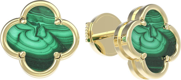 Серьги из лимонного золота c малахитом