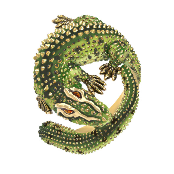 Кольцо из лимонного золота c эмаль