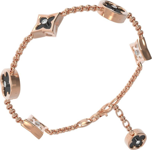 Браслет из золота c бриллиантами, ониксом и перламутром