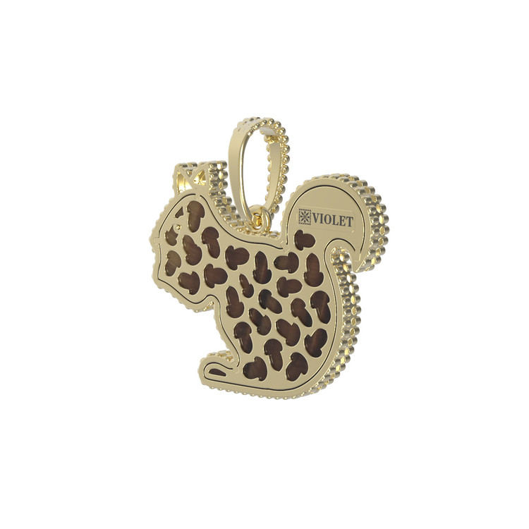 Подвеска из лимонного золота c бриллиантами и тигровым глазом