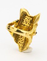Кольцо из лимонного золота 585 пробы c эмалью