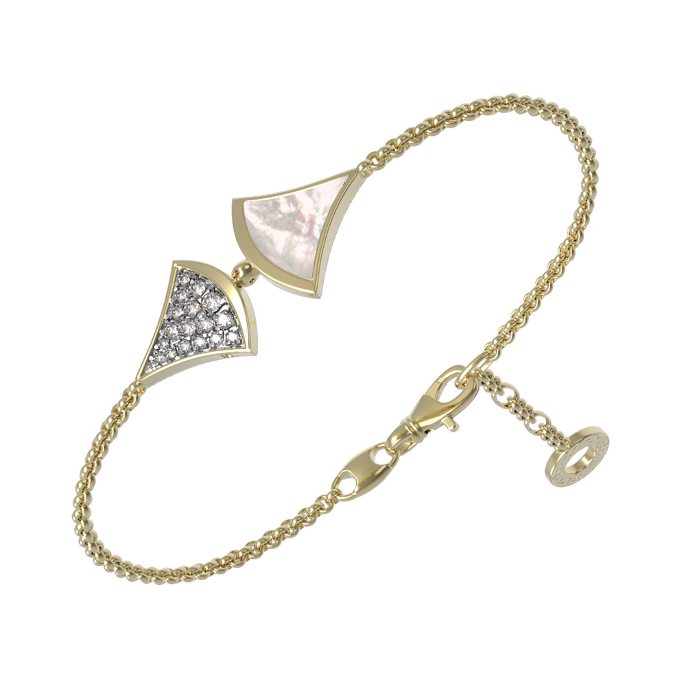 Браслет из лимонного золота c бриллиантами и перламутром