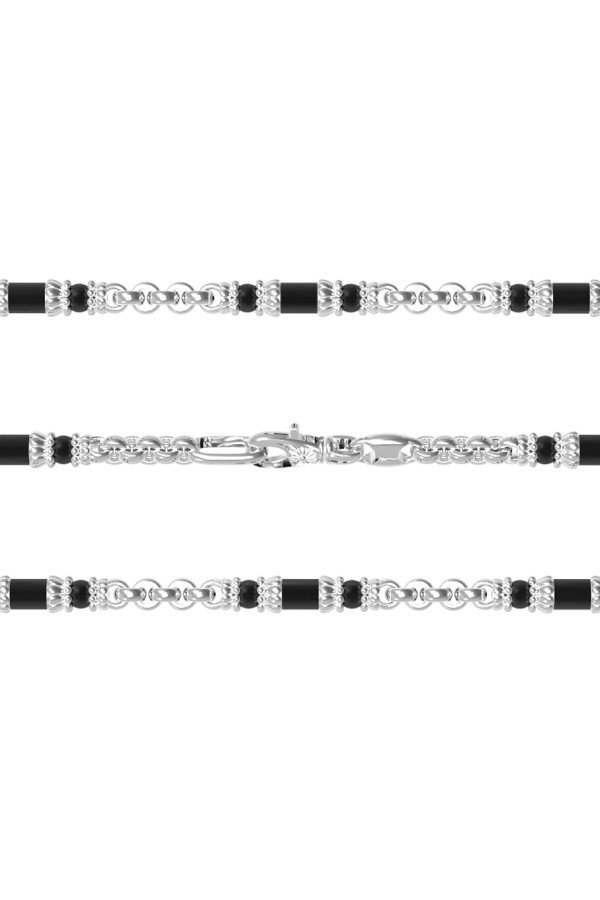 Цепь из белого золота c ониксом