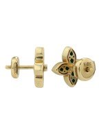 Серьги из лимонного золота 585 пробы c бриллиантами и малахитом