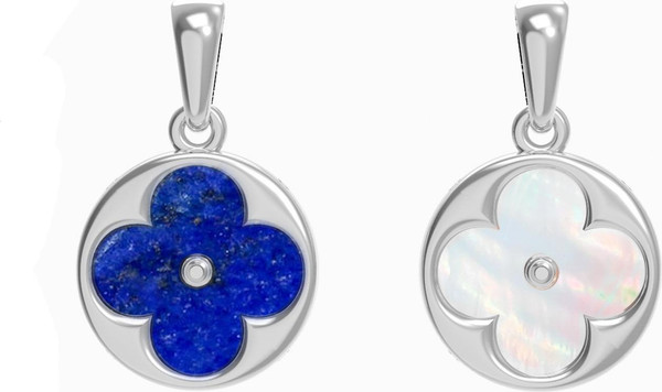 Подвеска из белого золота c лазуритом и перламутром