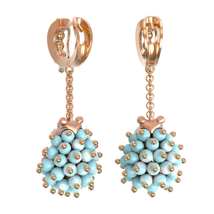 Серьги из золота c эмаль и бирюзой