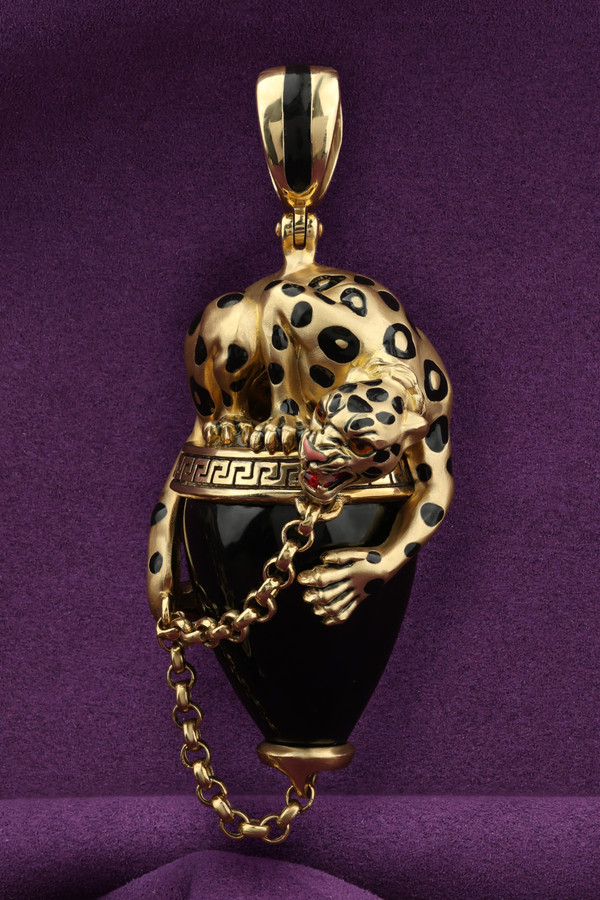 Подвеска из лимонного золота c эмаль и ониксом