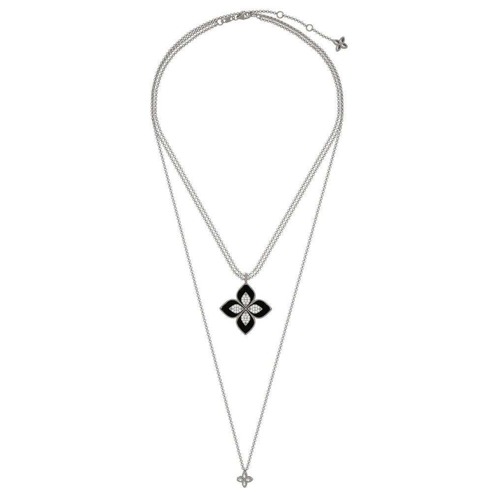 Колье из белого золота c бриллиантами и ониксом