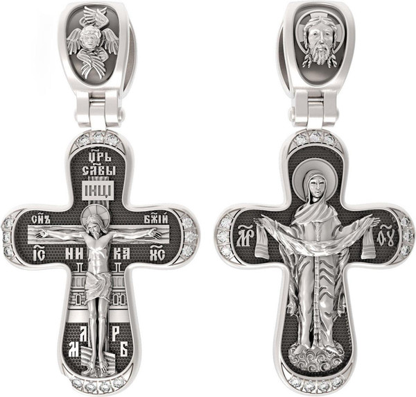 Крест из белого золота c бриллиантами