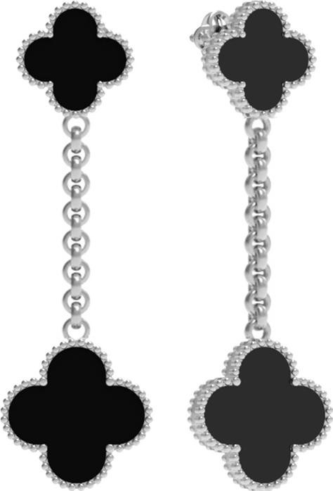 Серьги из белого золота c ониксом