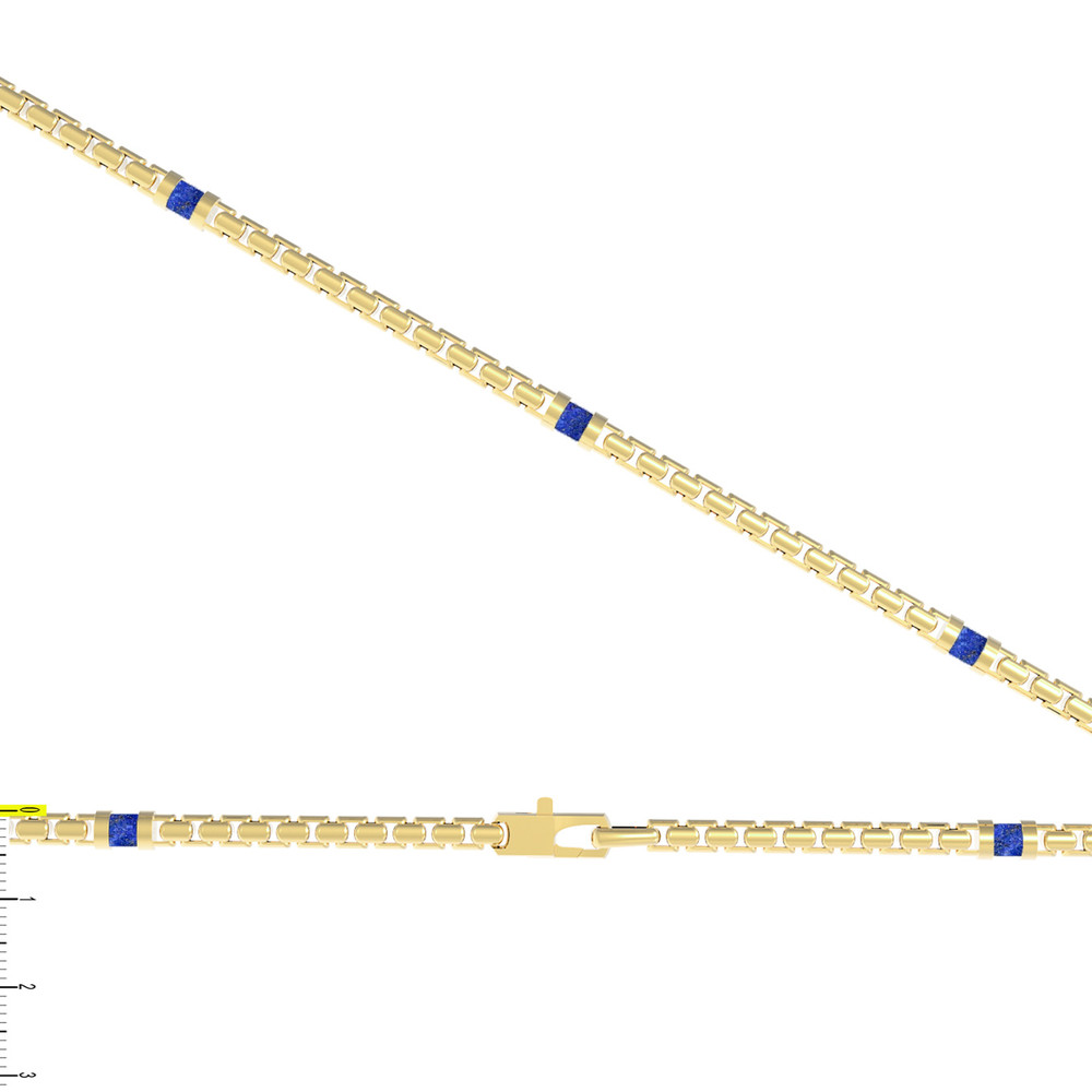 Цепь из лимонного золота c лазуритом