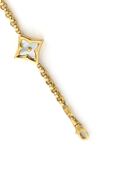 Браслет из лимонного золота c лазуритом и перламутром