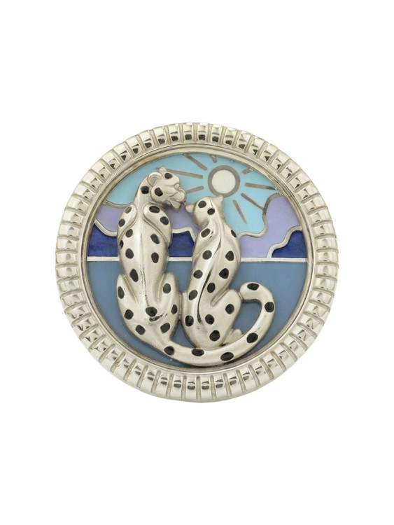 Кольцо из белого золота c эмаль