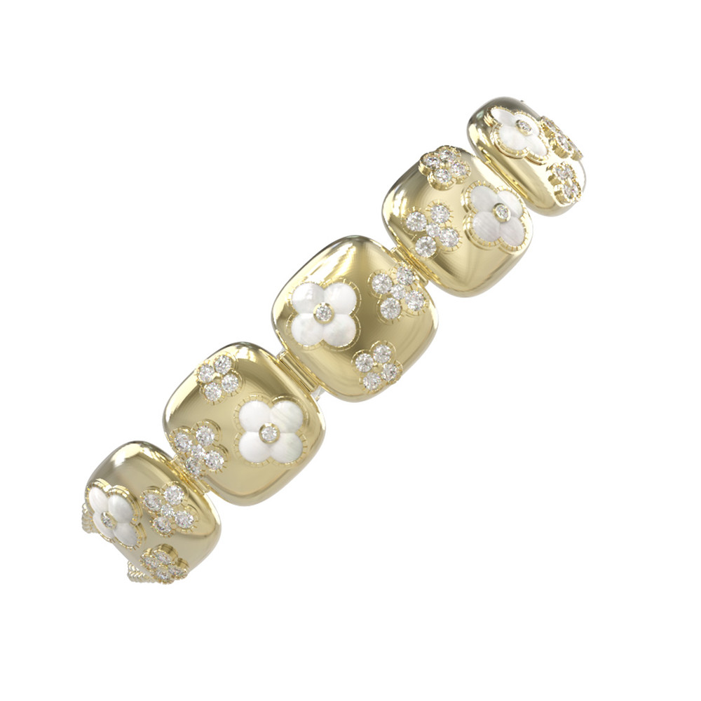 Браслет из лимонного золота c бриллиантами и перламутром