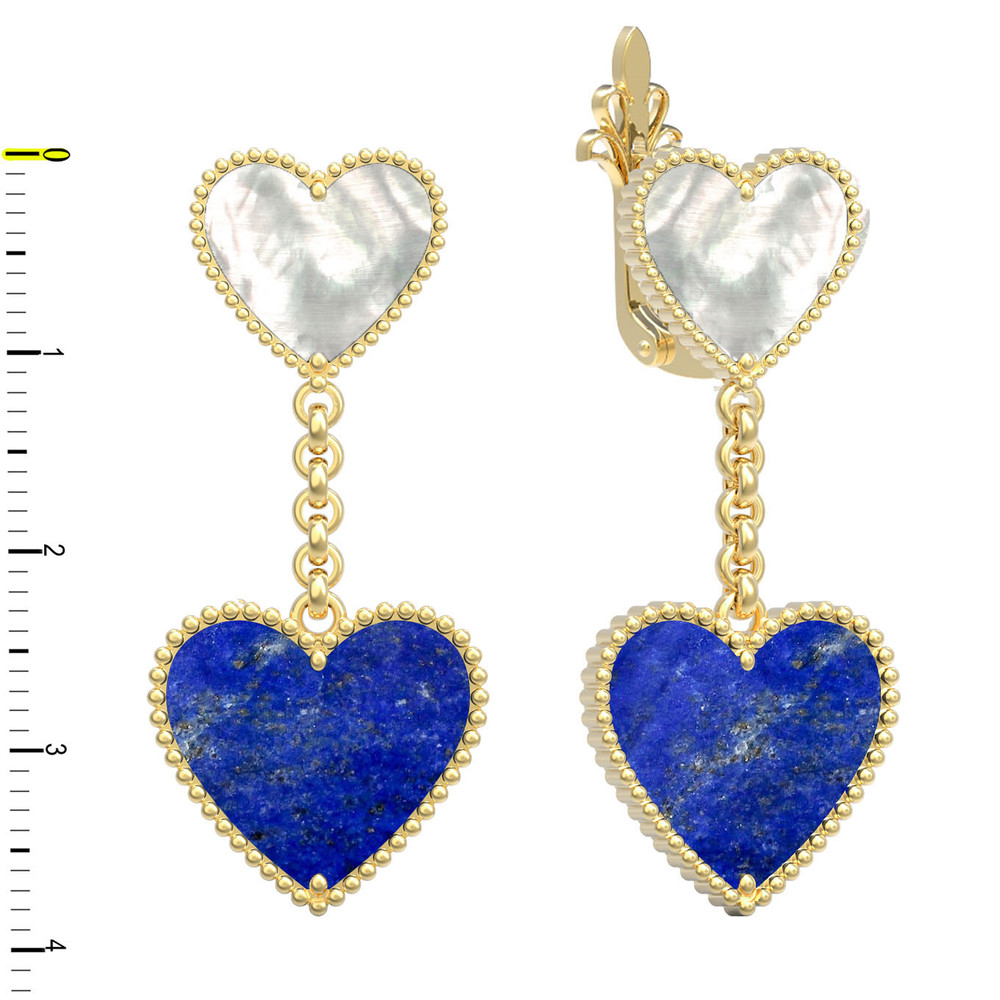 Серьги из лимонного золота c лазуритом и перламутром