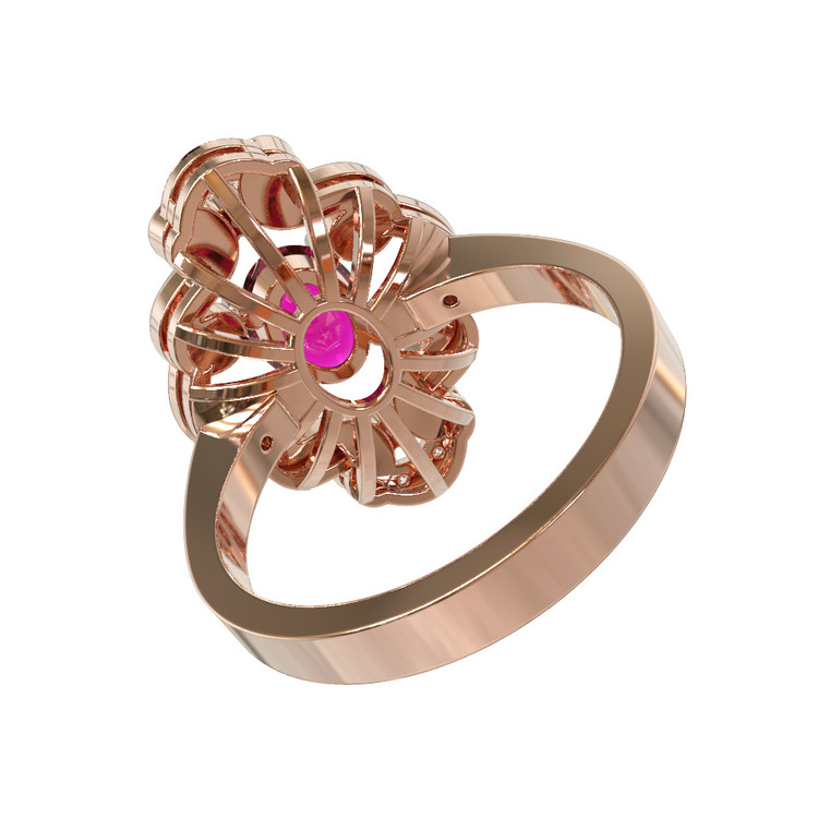 Кольцо из золота c бриллиантами и рубином