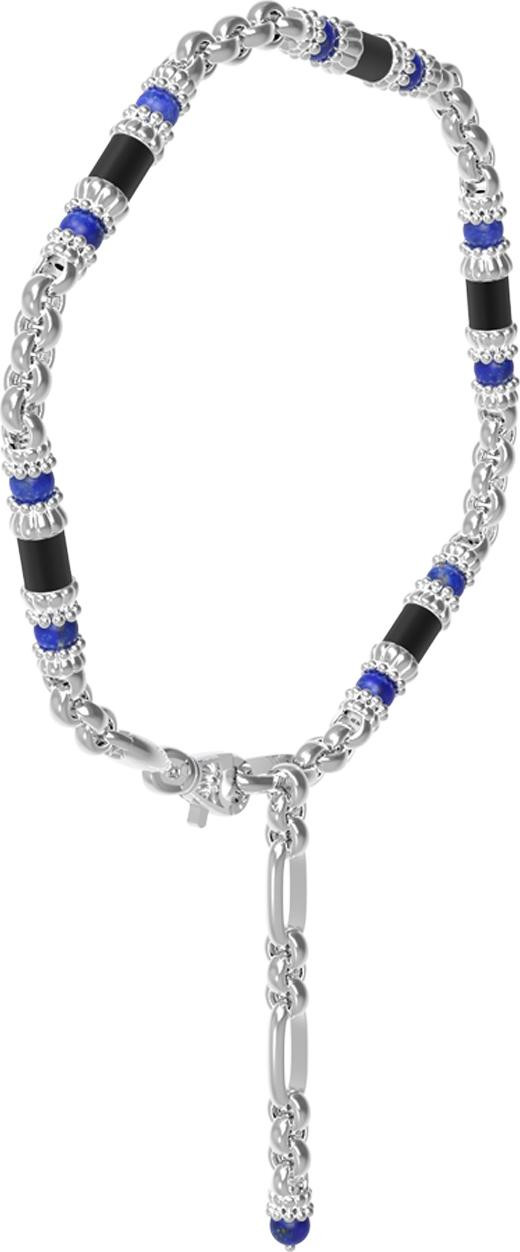 Браслет из белого золота c ониксом и лазуритом