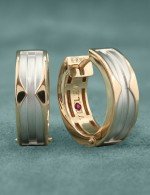 Серьги из золота 585 пробы c рубином