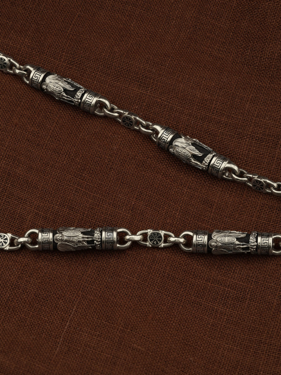 Цепь из белого золота c эмаль и эбеновым деревом