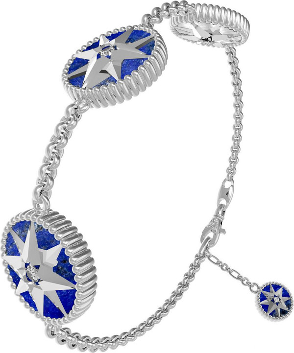 Браслет из белого золота c фианитом, лазуритом и перламутром