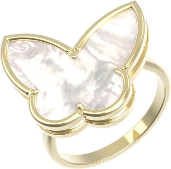 Кольцо из лимонного золота c перламутром