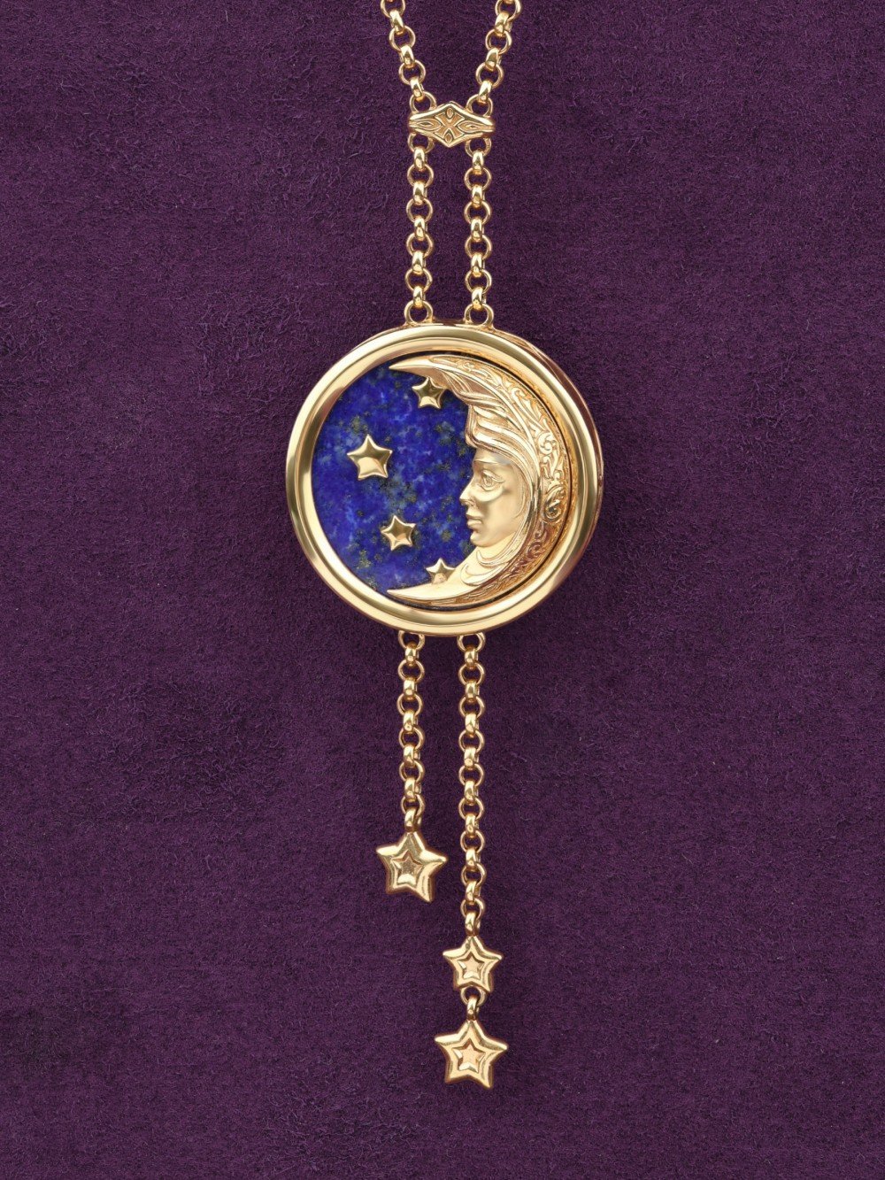 Колье из лимонного золота c бирюзой и лазуритом