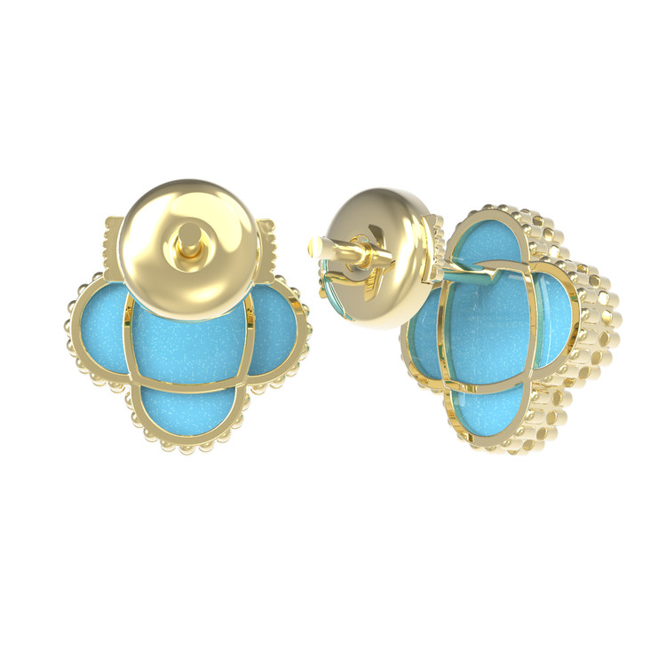 Серьги из лимонного золота c бирюзой