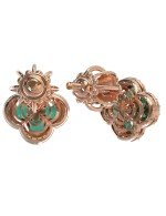 Серьги из золота 585 пробы c бриллиантами и изумрудом