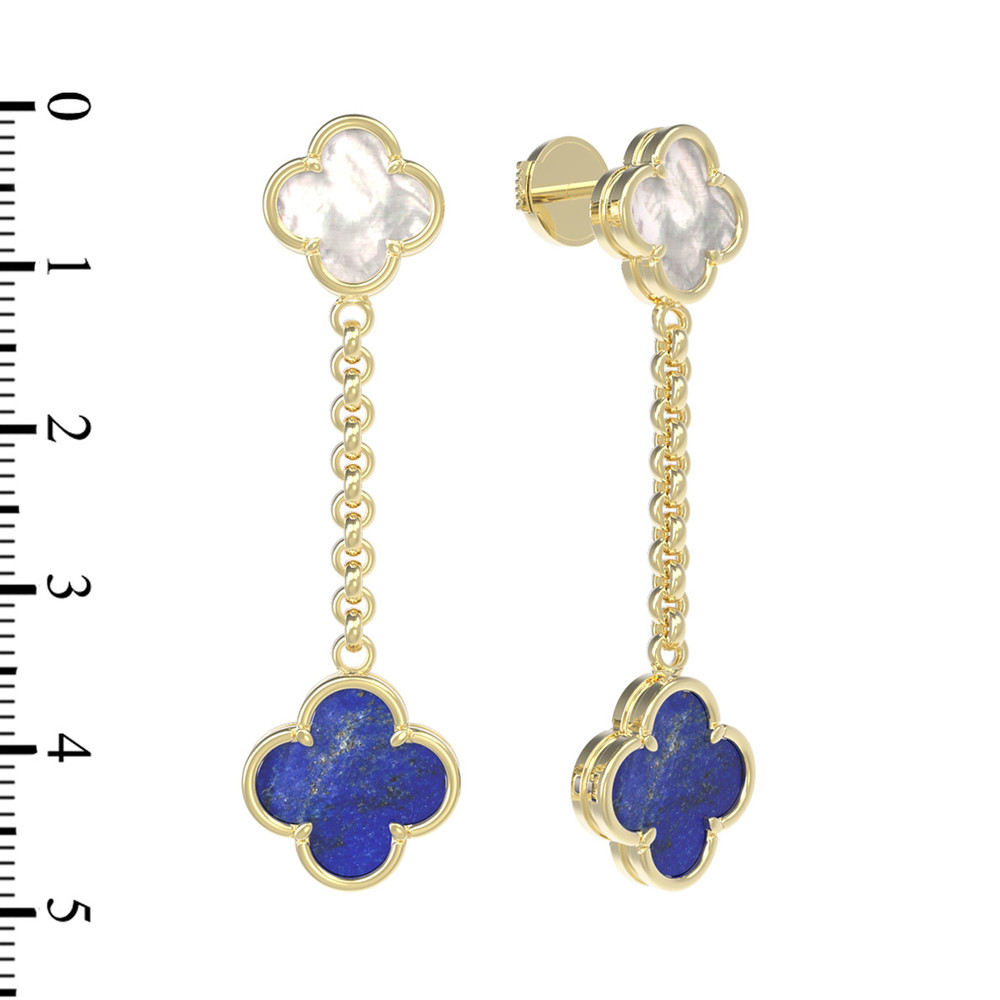 Серьги из лимонного золота c лазуритом и перламутром