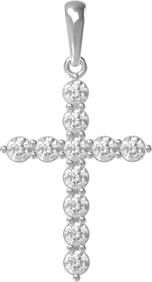 Крест из белого золота c бриллиантами