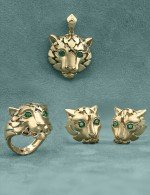 Кольцо из лимонного золота 585 пробы c изумрудом и рубином