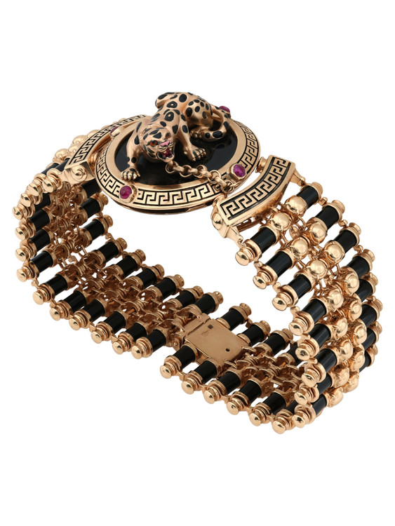 Браслет из золота c эмаль , ониксом и рубином