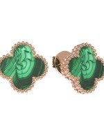 Серьги из золота 585 пробы c малахитом