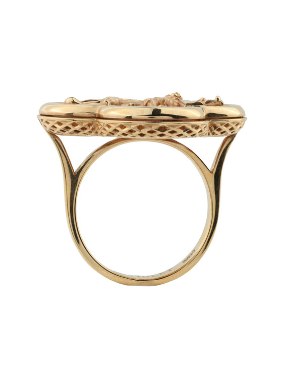 Кольцо из золота c эмаль и перламутром