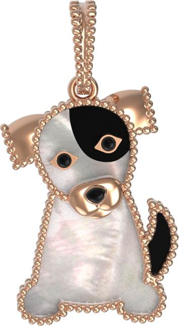 Подвеска из золота c эмаль , ониксом и перламутром