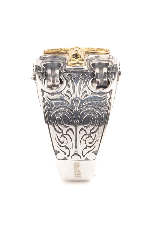 Кольцо из серебра и золота c рубином