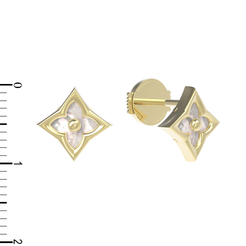 Серьги из лимонного золота c перламутром