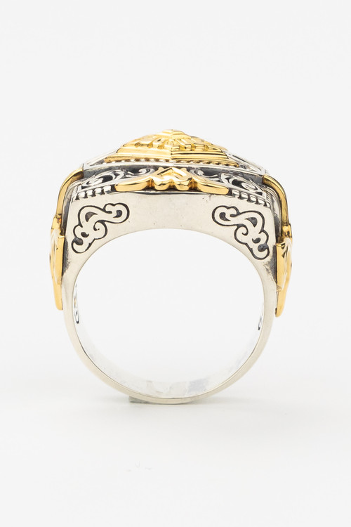 Кольцо из серебра и золота c рубином